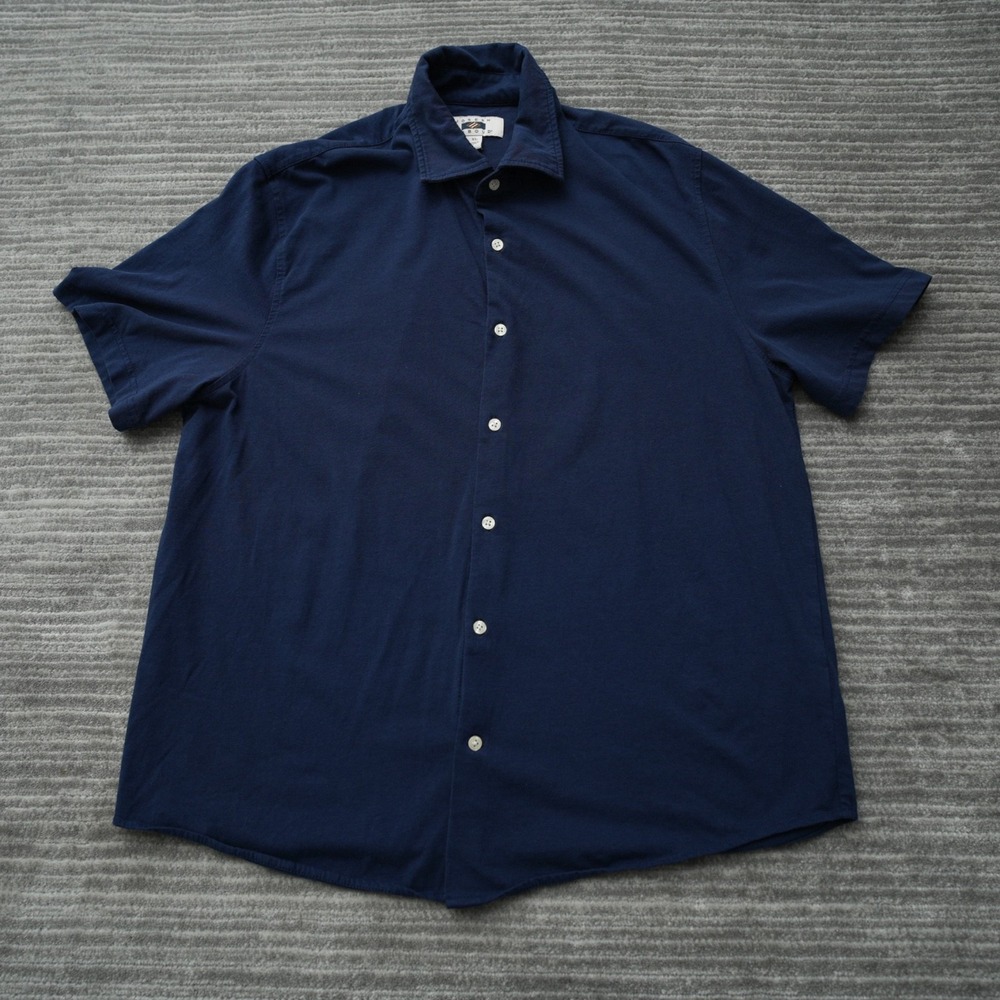 Joseph Abboud Shirt Men Button Up Blue Cotton‎ Spandex Short Sleeve Solid XL